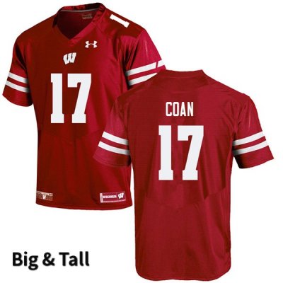Men's Wisconsin Badgers NCAA #17 Jack Coan Red Authentic Under Armour Big & Tall Stitched College Football Jersey JD31X64YZ